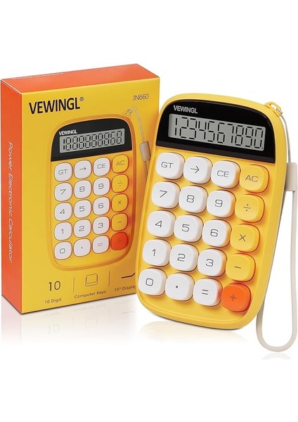 Hesap Makinesi, Sarı Hesap Makinesi Sevimli 10 Haneli Büyük LCD Ekran ve Düğmeler, Günlük Yaşam ve Temel Ofis Çalışmaları Için Harika Büyük LCD Ekranlı Hesap Makinesi