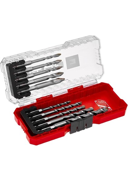 Einhell S-Case 10-Parça Seramik Matkap Ucu Seti (Özel Taşlanmış Karbür Plaka, Merkez Nokta, Çift Helezon, E 6.3 Şaft, Saklama Kutusu Dahil) - 49051410