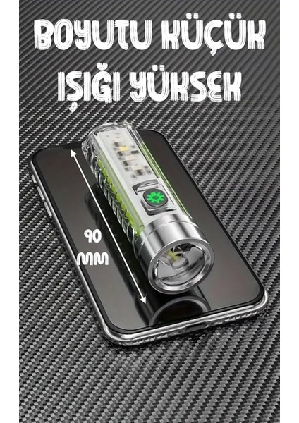 Çakarlı Ledli Şarjlı 9 Uv Işıklı Sos Acil Durum Anahtarlık Mini El Feneri 130 Lümen 3W 47740 modelleri