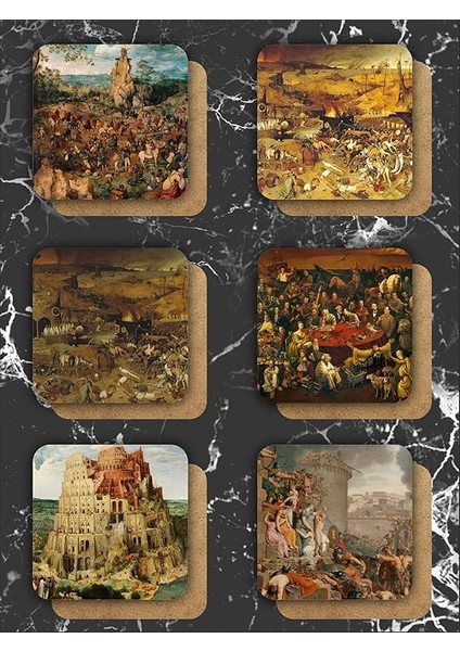 Dünya Tarihi 103 Ünlü Temalı Ahşap Bardak Altlığı Ahşap Baskılı Altlık 6'lı Set (9 X9CM) KARBONNM17 modelleri