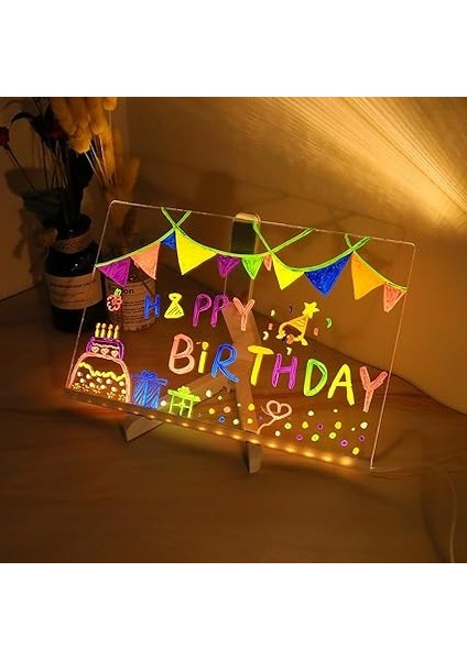 20X20 LED Işıklı Yazı Çizim Tahtası Ayarlanabilir Stant ve Hediye 7 Keçeli Kalem indirimleri