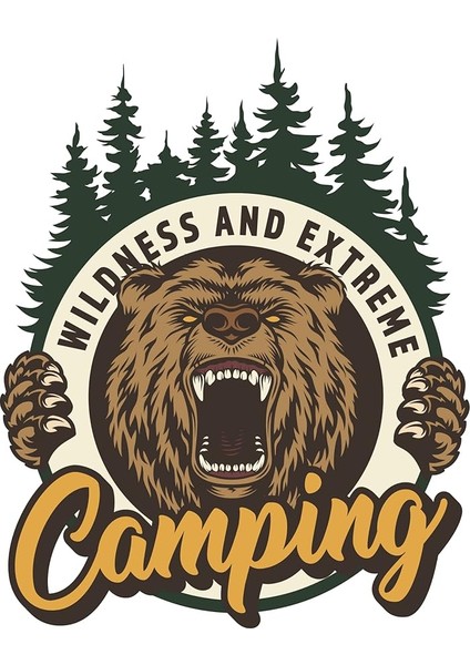 Aksesuar Off Road Camping Off Road Kamp Sticker Ayı Bear Sticker 10 x 8 cm