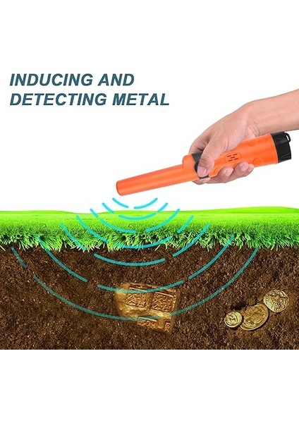 Pinpointer Metal Dedektörü, Hazine Avcılık Aracı Buzzer Titreşimli Taşınabilir Pim Işaretçi LED Göstergeleri ve Kemer Kılıfı ile (Turuncu) indirimleri