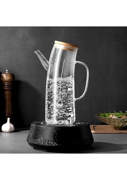 Bambu Kapklı Borosilikat Cam Yağlık & Sirkelik – 1 Litre | Isıya Dayanıklı & Sızdırmaz Tasarım | Bambu Kapaklı Şeffaf Cam Yağdanlık – 1000ML fırsatları