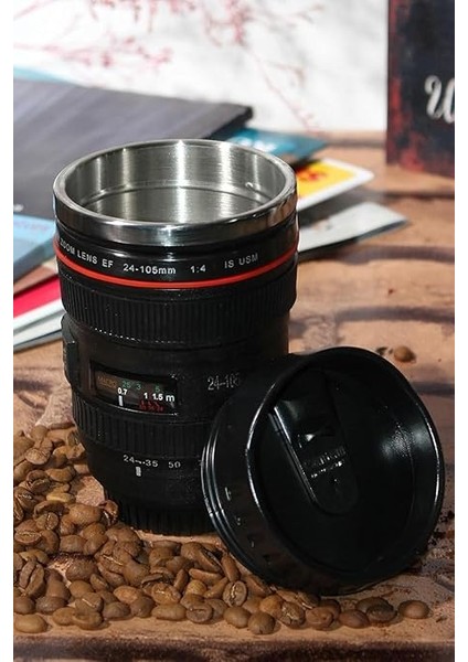 Objektif Kupa Lens Kupa Kahve ve Çay Için Termos Kupa Fotoğraf Tutkunları Için Dekoratif Hediyelik 350 ml (Plastik Kapak) fiyatları