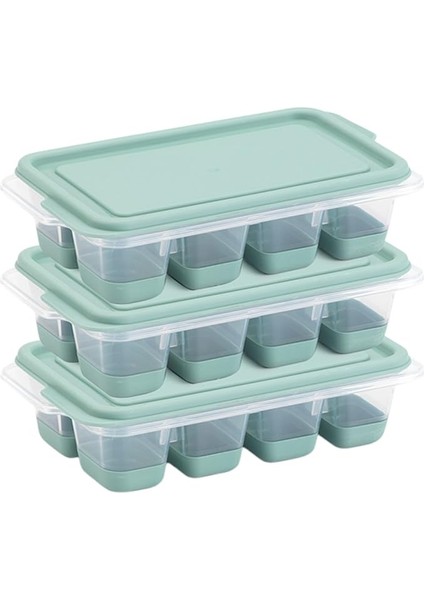 Mini Kapaklı Silikon Buzluk - Kolay Çıkarım, Güvenli Istifleme, Kompakt Tasarım, Kırılmaz, Gıdayla Uyumlu, Üst Üste Dizilebilir Pratik Buz Haznesi (Yeşil)