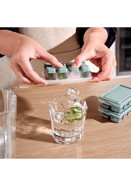 Mini Kapaklı Silikon Buzluk - Kolay Çıkarım, Güvenli Istifleme, Kompakt Tasarım, Kırılmaz, Gıdayla Uyumlu, Üst Üste Dizilebilir Pratik Buz Haznesi (Yeşil) modelleri