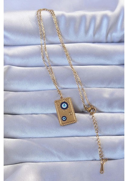 316L Altın Renk Işlemeli Nazarlı Vintage Kolye fiyatları