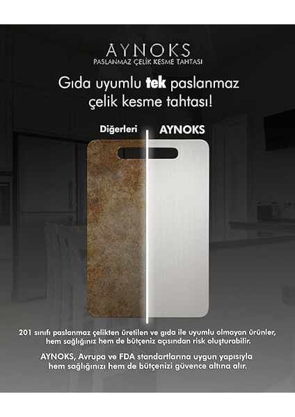 304 Kalite Çelik Kesme Tahtası, Bulaşık Makinesinde Yıkanabilir, Mutfak Için Metal Doğrama Tahtası,bıcak Dostu,kaymaz Özel Ayaklı,hijyenik ve DAYANIKLI,34X23 Cm,kolay Temizlenebilir indirimleri