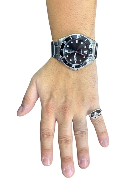 Oval Siyah Mine Üzeri Osmanlı Tuğrası Gümüş Erkek Yüzük fırsatları