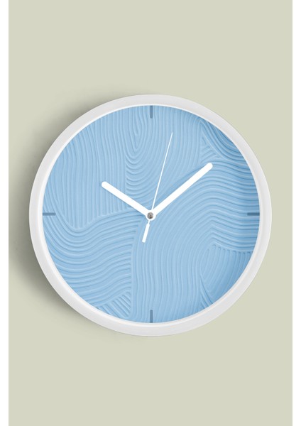 Soyut Alçı Görünümlü Modern Duvar Saati - 25CM - Önü Camlı Beyaz Kasa - Sessiz Mekanizma