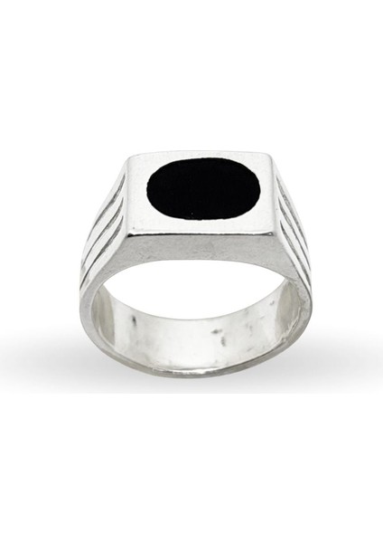 Dikdörtgen Mine Detaylı Gümüş Erkek Yüzük fiyatları
