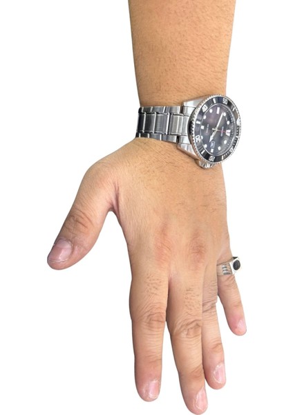 Dikdörtgen Mine Detaylı Gümüş Erkek Yüzük modelleri