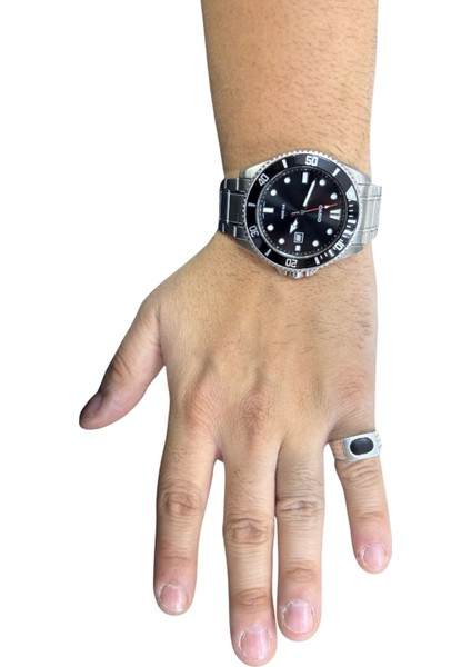 Dikdörtgen Mine Detaylı Gümüş Erkek Yüzük fırsatları