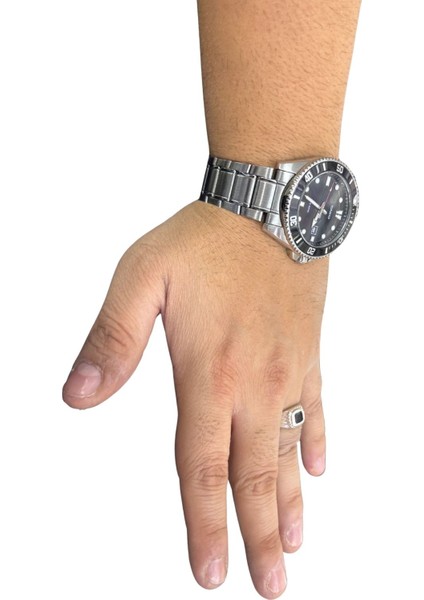 Çizgili Kare Mineli Gümüş Retro Erkek Yüzük fırsatları