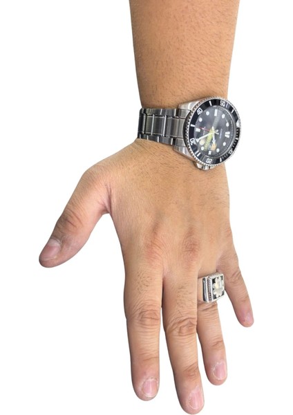 Iri Kare Mine Desenli Gümüş Erkek Yüzük modelleri