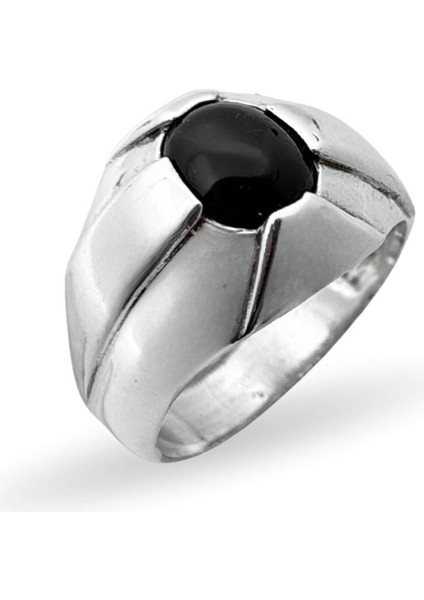 Oniks Taşlı Kubbe Gümüş Erkek Yüzük
