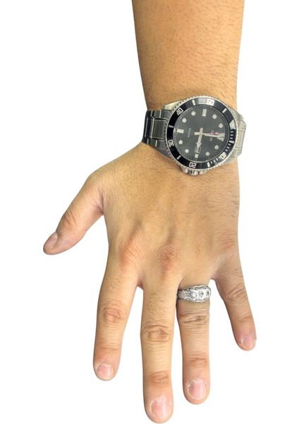 Çiçek Desenli Üçlü Zirkon Taşlı Retro Gümüş Erkek Yüzük modelleri