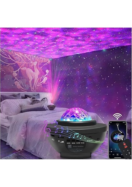 Gece Lambası Bluetooth Hoparlör Bluetooth Lazer Işıklı Sese Duyarlı Hoparlör Gece Lambası Disko Lambası Parti Lambası