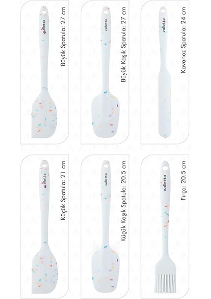 Drongo 6'lı Spatula Set Beyaz Renkli Noktalı modelleri