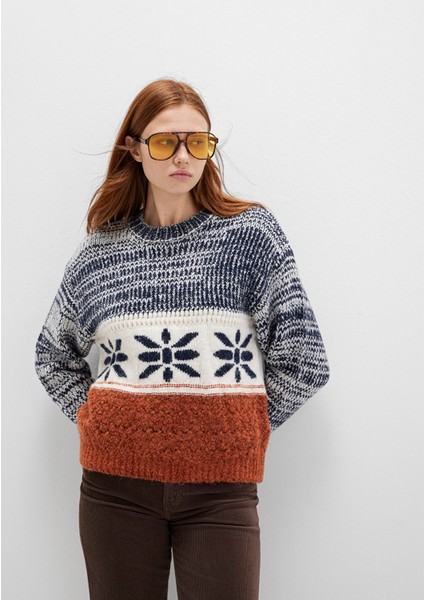 Kar Tanesi Detaylı Blok Renkli Kazak 1710803-89101 fiyatları