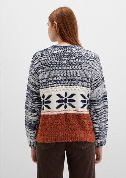 Kar Tanesi Detaylı Blok Renkli Kazak 1710803-89101 fırsatları