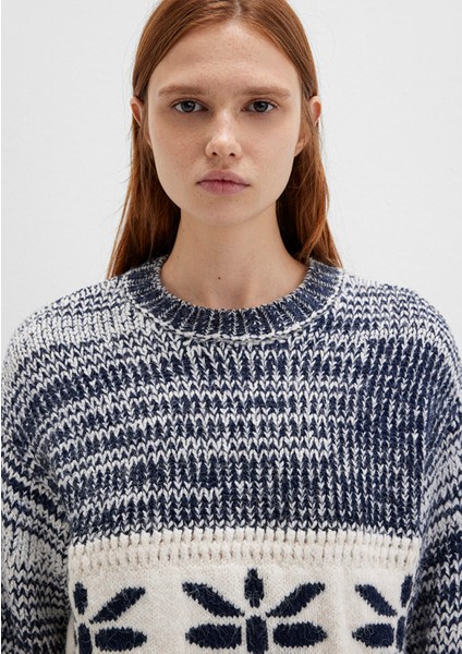 Kar Tanesi Detaylı Blok Renkli Kazak 1710803-89101 indirimleri