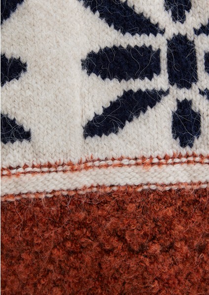 Kar Tanesi Detaylı Blok Renkli Kazak 1710803-89101