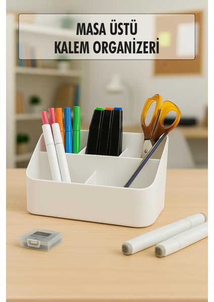 Masaüstü Kalem & Düzenleyici Kalemlik Beyaz