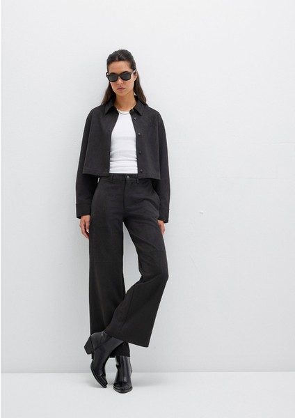 Suni Süet Siyah Pantolon 1011087-900 fiyatları