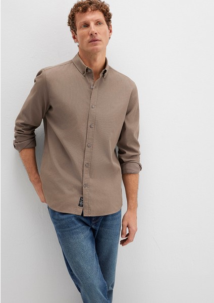 M Logo Nakışlı Kahverengi Gömlek 0211192-83866