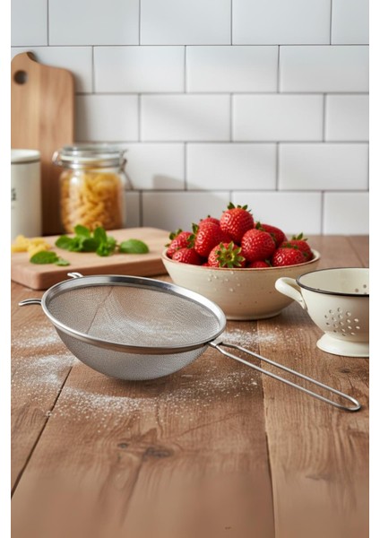 Paslanmaz Çelik Saplı Derin Süzgeç 20 cm Metalik Gri