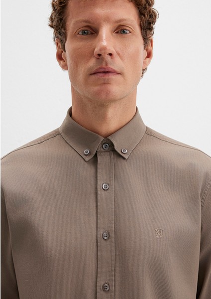 M Logo Nakışlı Kahverengi Gömlek 0211192-83866