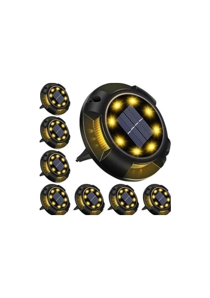 Buğz 4'lü Solar Panelli Kazıklı Zemin Solar Ledi 8+4 LED Gün Işığı