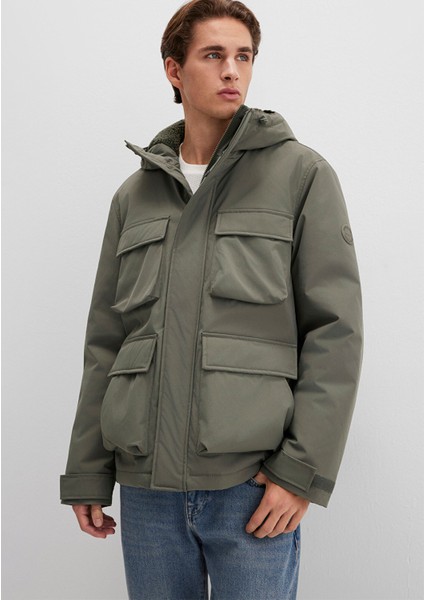 Kapüşonlu Yeşil Ceket 0110468-85485