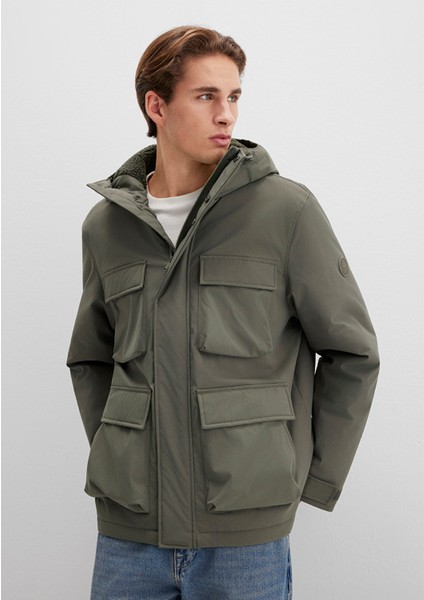 Kapüşonlu Yeşil Ceket 0110468-85485 modelleri