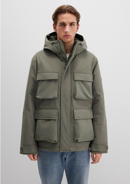 Kapüşonlu Yeşil Ceket 0110468-85485 fırsatları