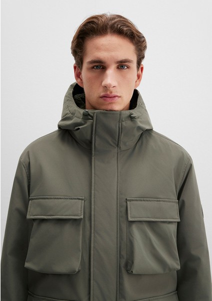 Kapüşonlu Yeşil Ceket 0110468-85485