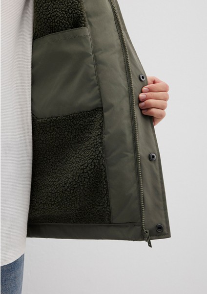 Kapüşonlu Yeşil Ceket 0110468-85485