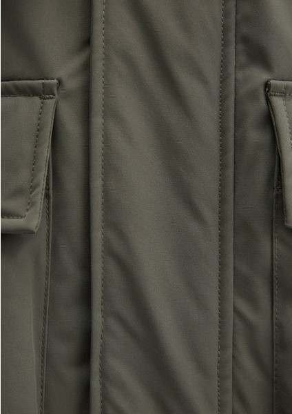 Kapüşonlu Yeşil Ceket 0110468-85485