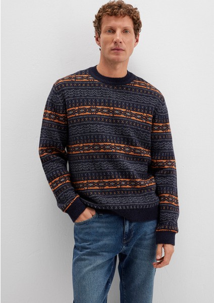 Yün Karışımlı Lacivert Kazak 0710331-70497