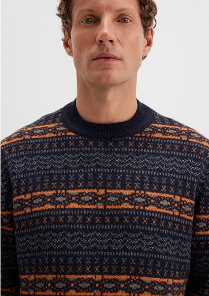 Yün Karışımlı Lacivert Kazak 0710331-70497 indirimleri