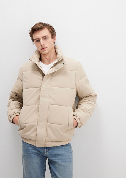 Dik Yaka Bej Şişme Mont 0110470-86559 fiyatları