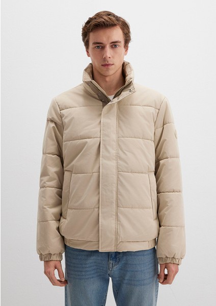 Dik Yaka Bej Şişme Mont 0110470-86559 fırsatları