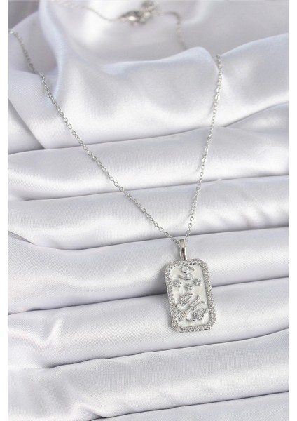 316L Çelik Gümüş Renk Zincir Yengeç Burcu Zirkon Taşlı Kadın Kolye fiyatları