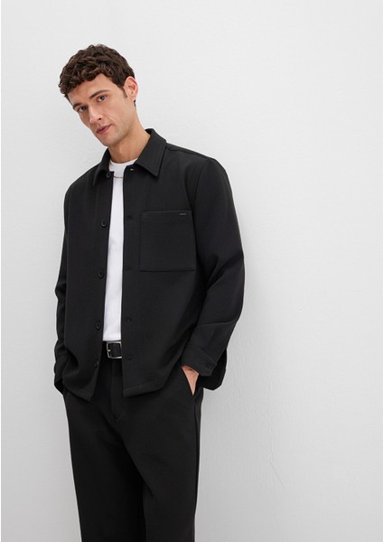 Cep Detaylı Siyah Gömlek 0211677-900