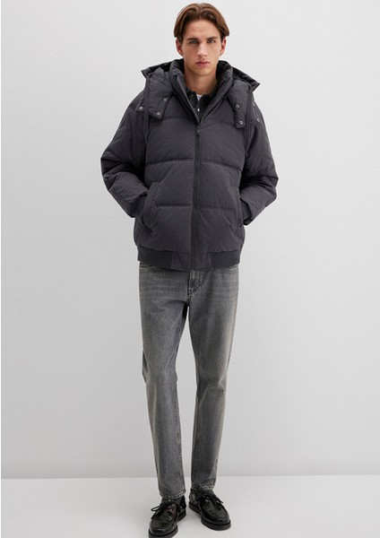 Kapüşonlu Antrasit Şişme Mont 0110553-88170 fiyatları