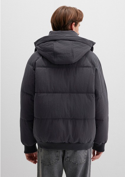 Kapüşonlu Antrasit Şişme Mont 0110553-88170 indirimleri