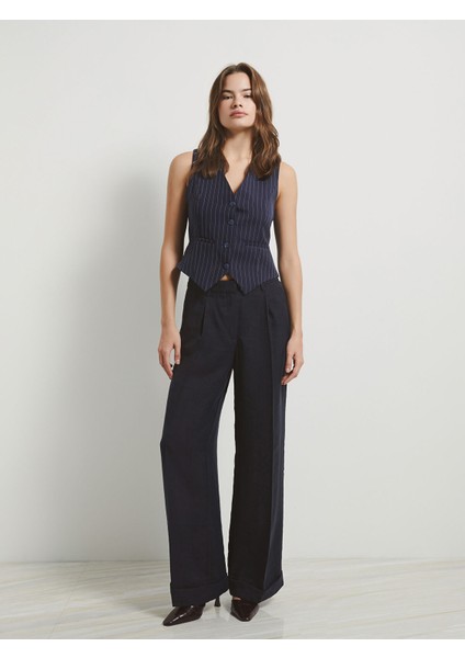 Yeni Sezon Standart Fit Düz Geniş Paça Kadın Pantolon