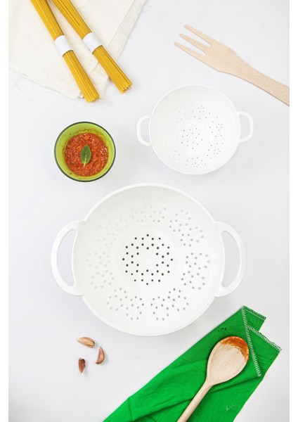 Akrilik Beyaz 2 Li Süzgeç Seti ( Makarna & Pirinç Süzgeci ) fırsatları